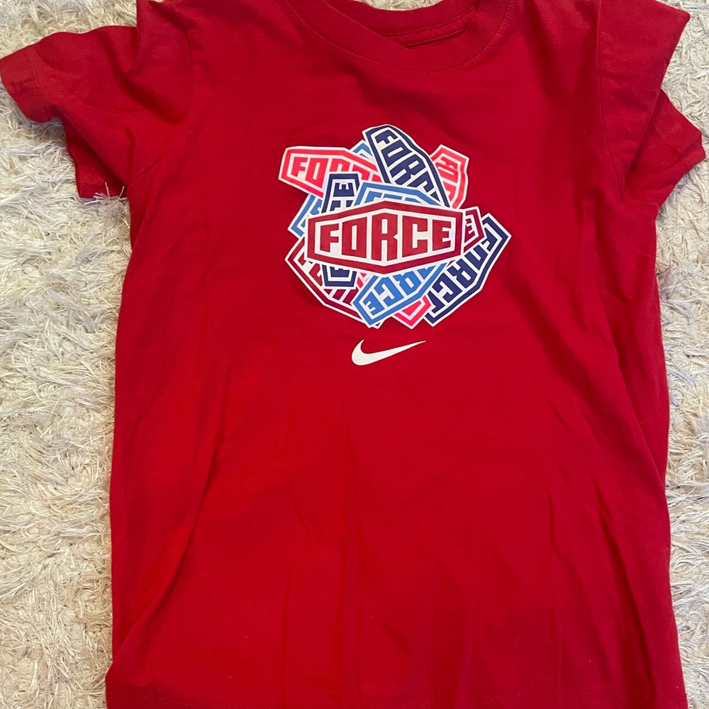 Red Nike Air Force shirt